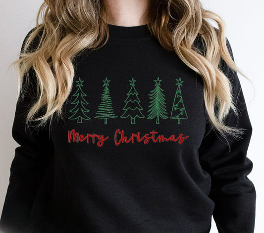 Cute Literary Pencil Drawing Marry Christmas Slogan Girl Christmas Hoodie