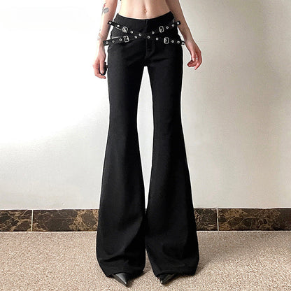 Goth Dark Harajuku High Waist Flare Pants Punk Decor Pants