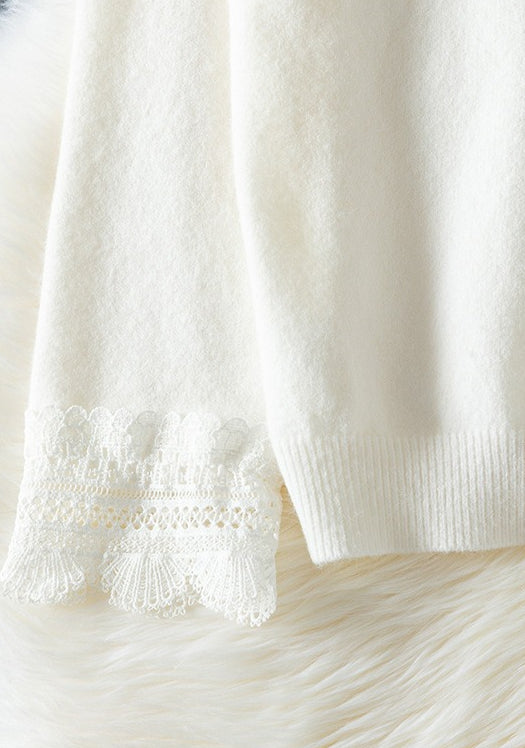 Lace Trim V Neck Cardigan