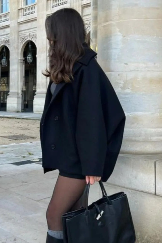 Relaxed Fit Short Wool Blend Jacket