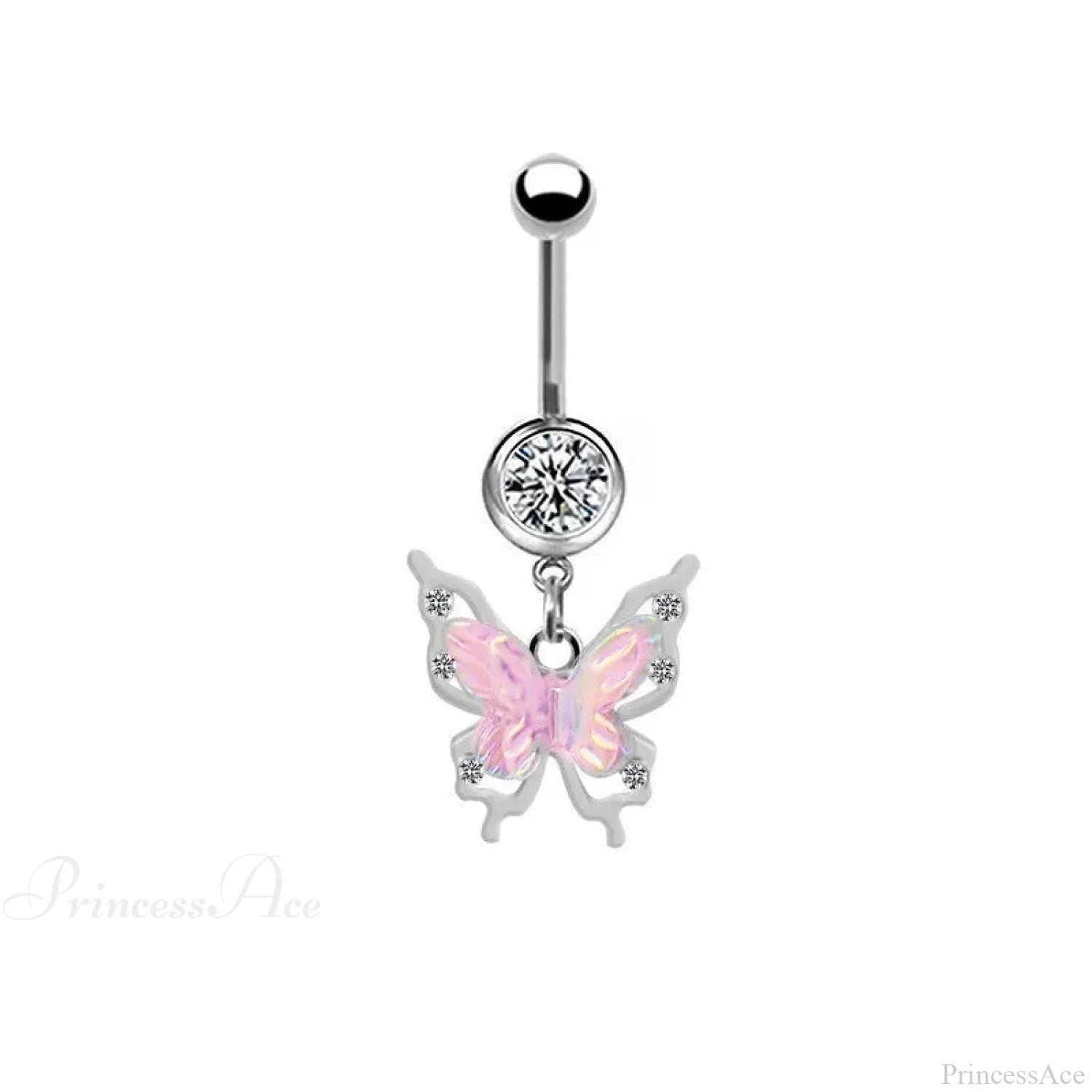AB Butterfly Lunar Pink Gothic Belly Ring Style3 Pink
