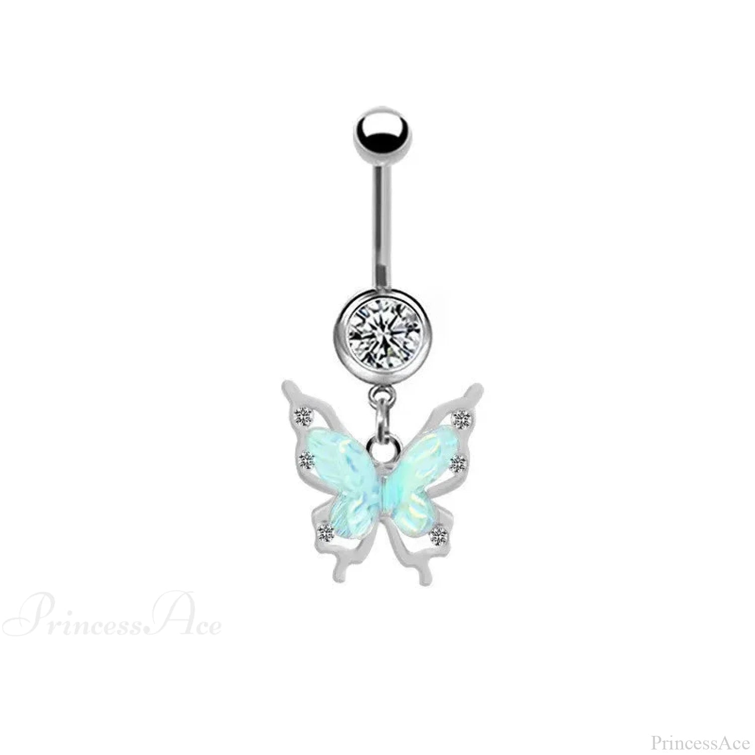 AB Butterfly Lunar Pink Gothic Belly Ring Style3 Green