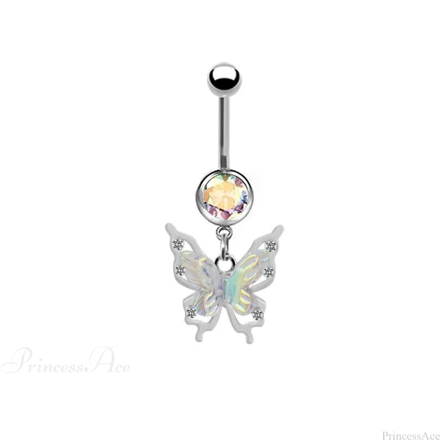 AB Butterfly Lunar Pink Gothic Belly Ring Style3 White