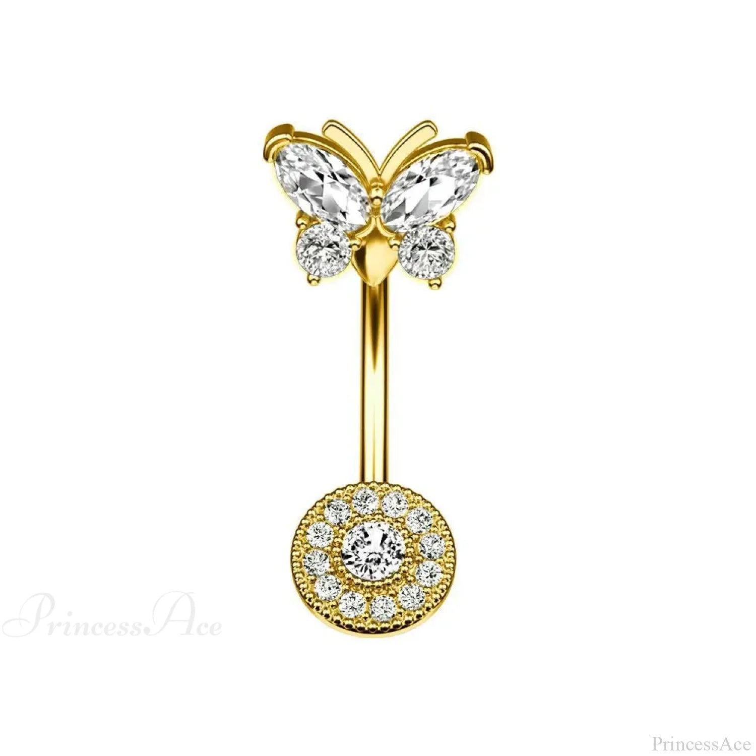 AB Butterfly Lunar Pink Gothic Belly Ring Style7 Gold