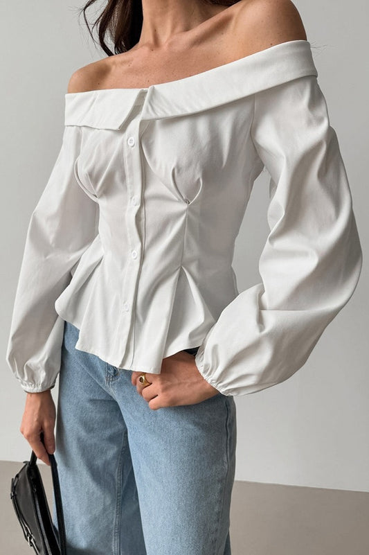 Chemisier vintage à épaules dénudées