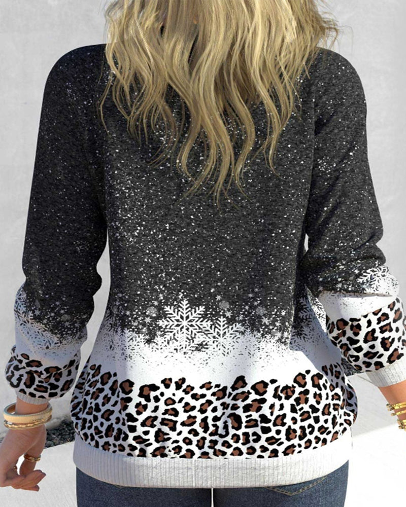 and Leopard Santa Design Sweatshirt