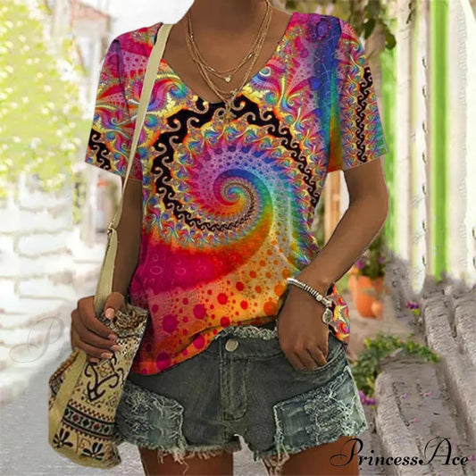 Abstract Design Spiral T-Shirt Blouses