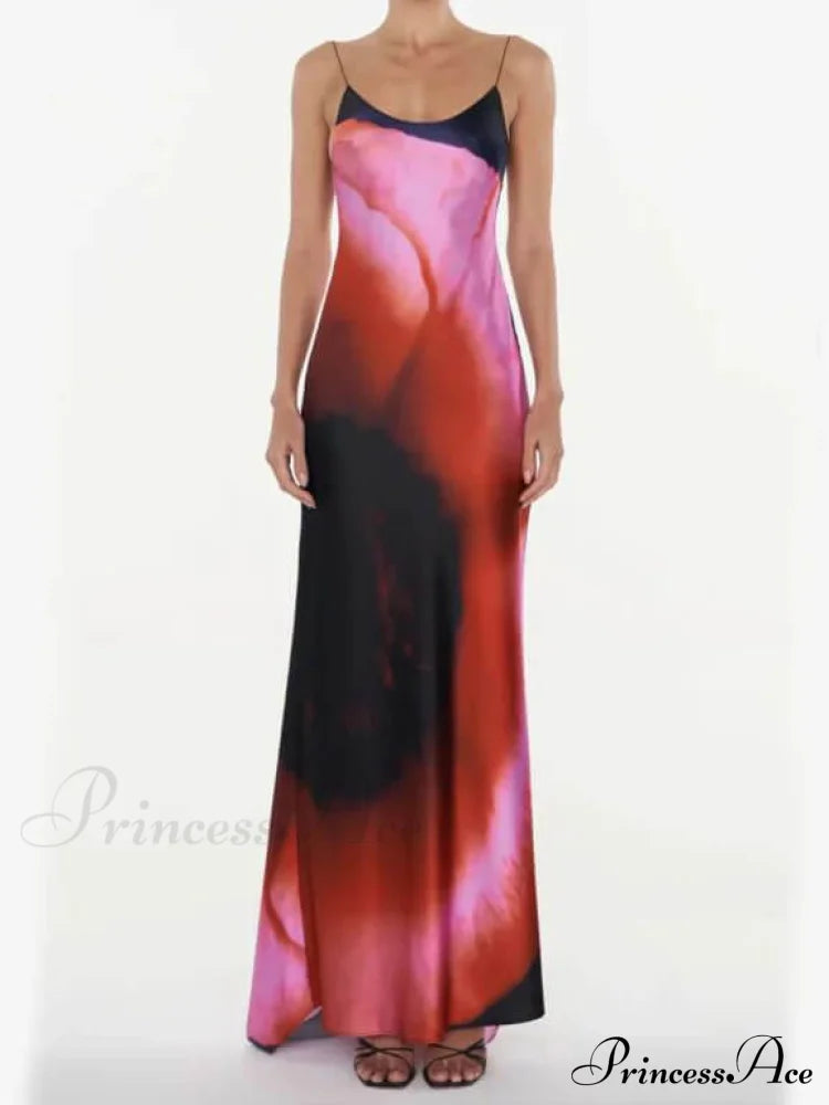 Abstract Floral Stylish Halter Maxi Dress Dresses