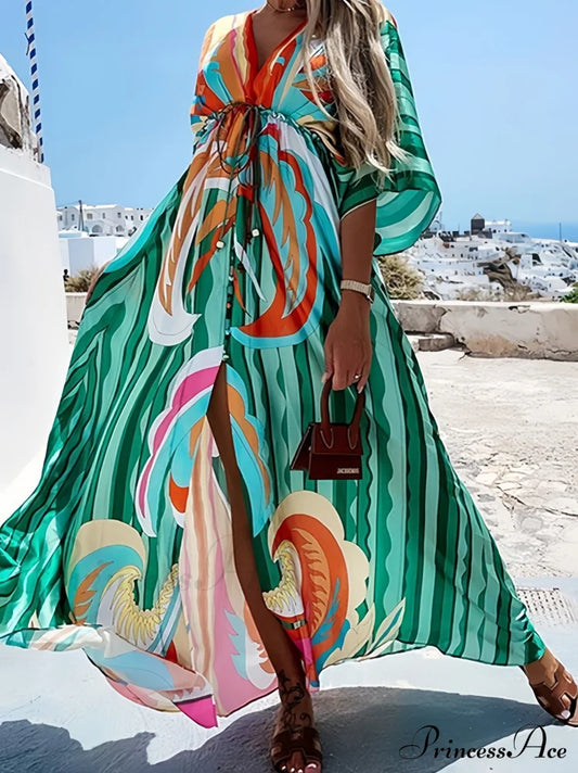 Abstract Maxi Dress Inspired By Grecian Goddess