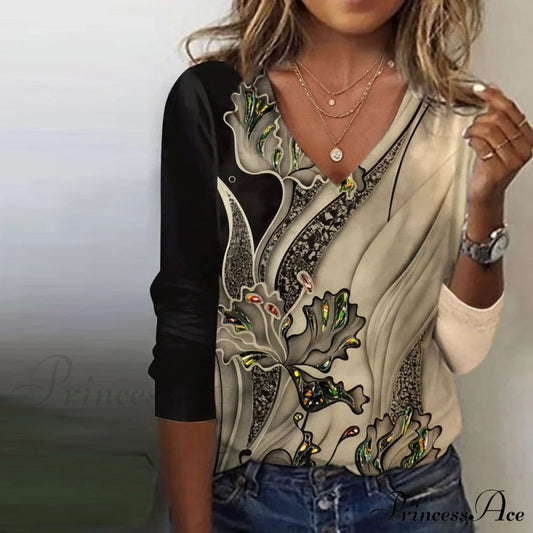 Abstract Patterned Retro Tee Blouses