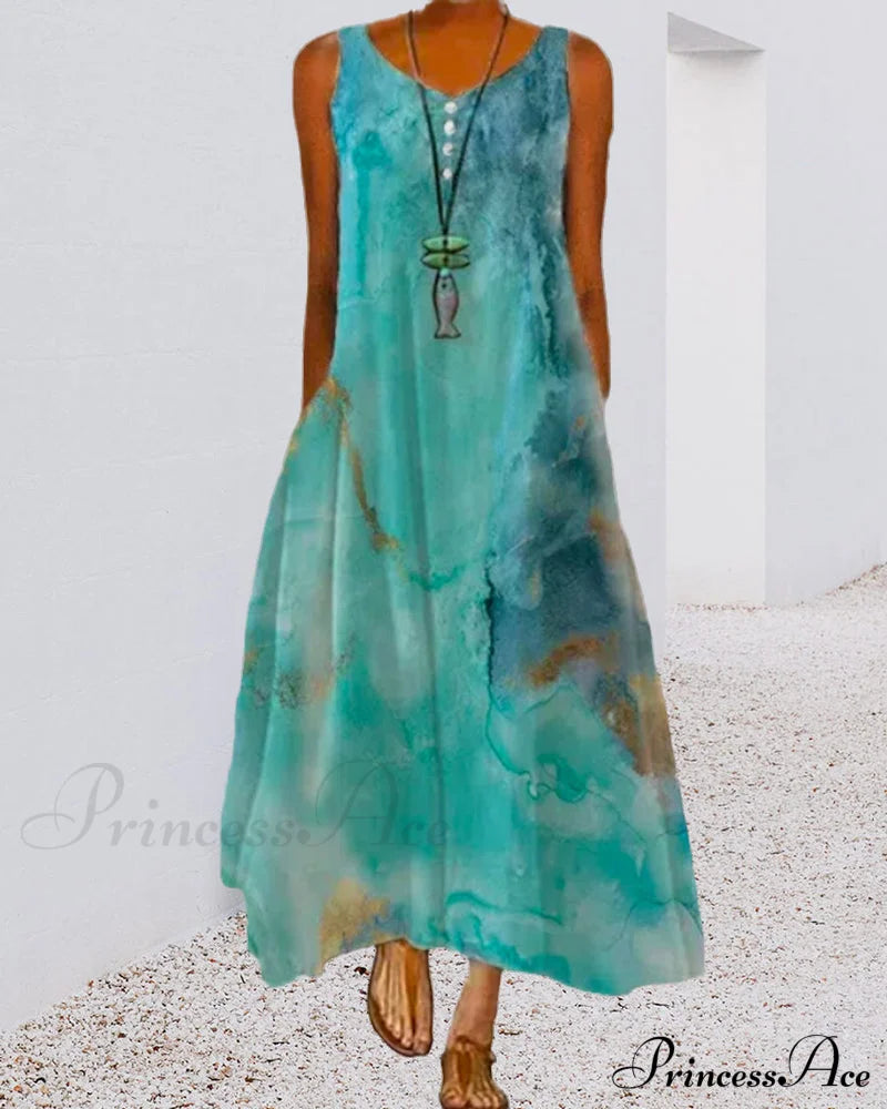 Abstract Print Maxi Dress Casual Dresses