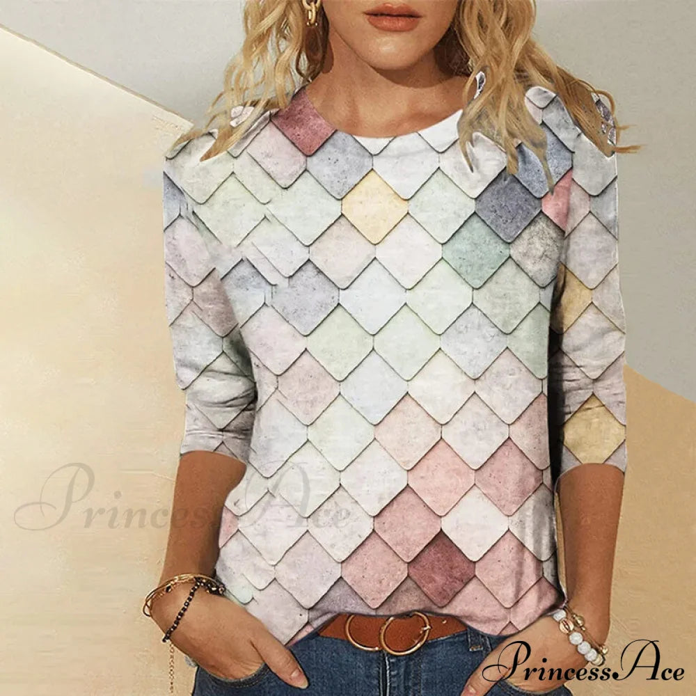 Abstract Vintage Gradient T-Shirt Blouses