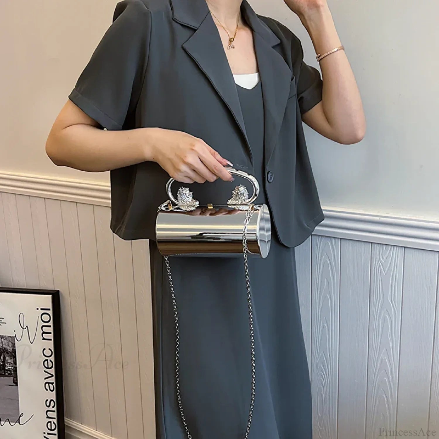 Acrylic Cylinder Crossbody Evening Clutch Bag clutchbag-250126