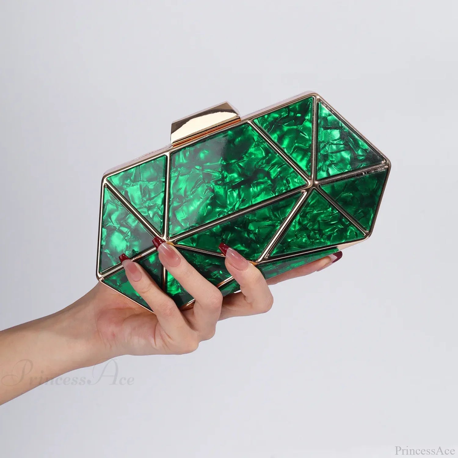 Acrylic Metal Diamond Evening Clutch Crossbody Bag Green / 20-5-10cm clutchbag-250126