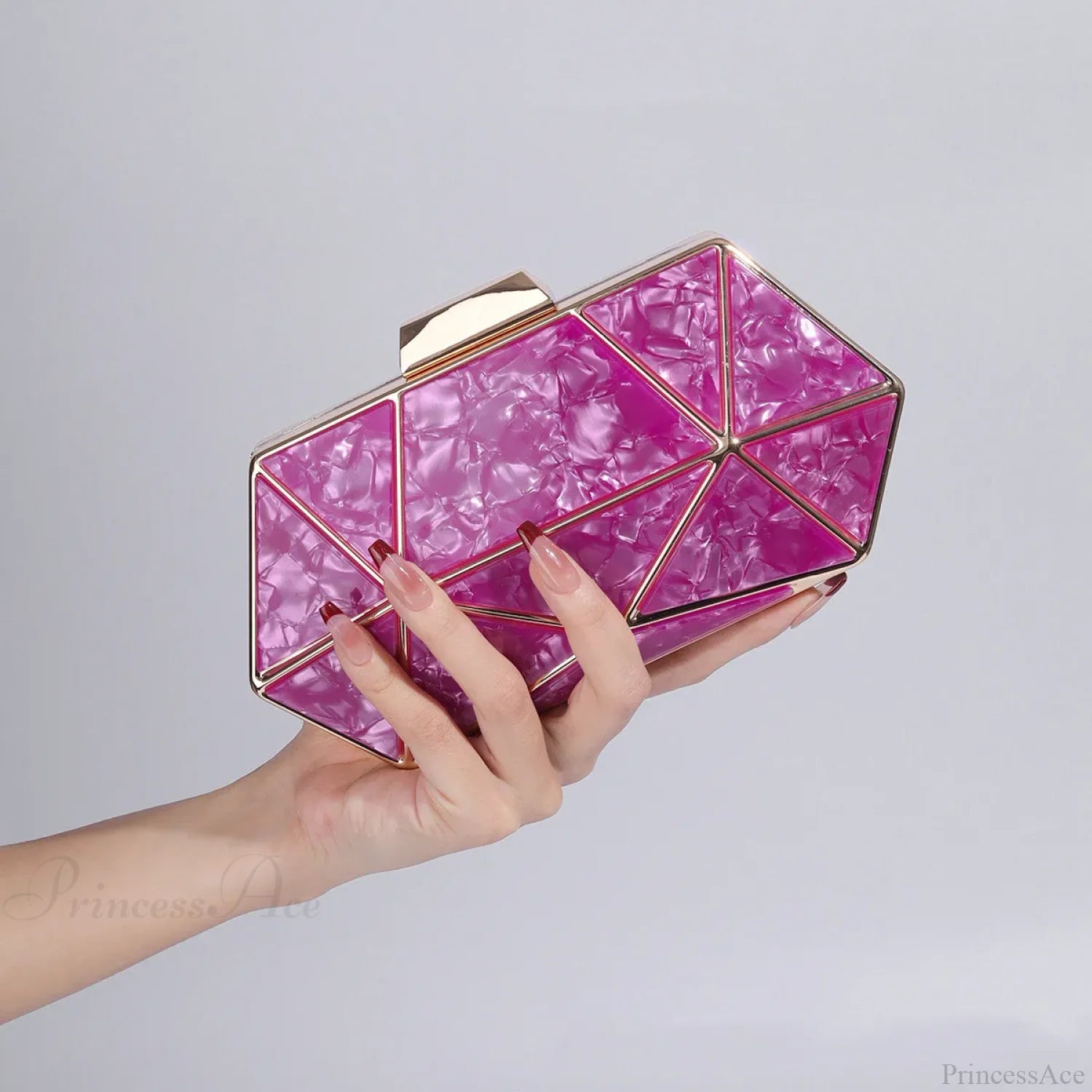 Acrylic Metal Diamond Evening Clutch Crossbody Bag Rose Red / 20-5-10cm clutchbag-250126