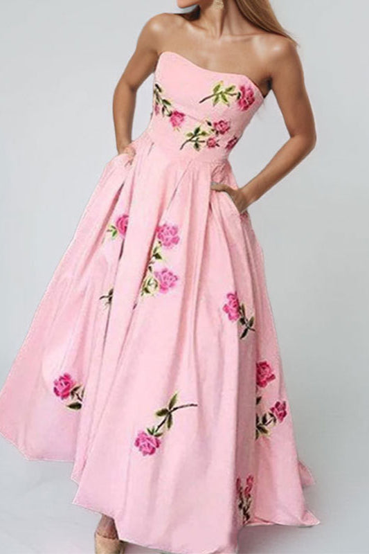 Sleeveless Strapless Maxi Party Dress