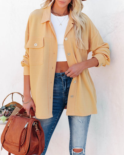 Addyson Yellow Button Down Knit Shacket