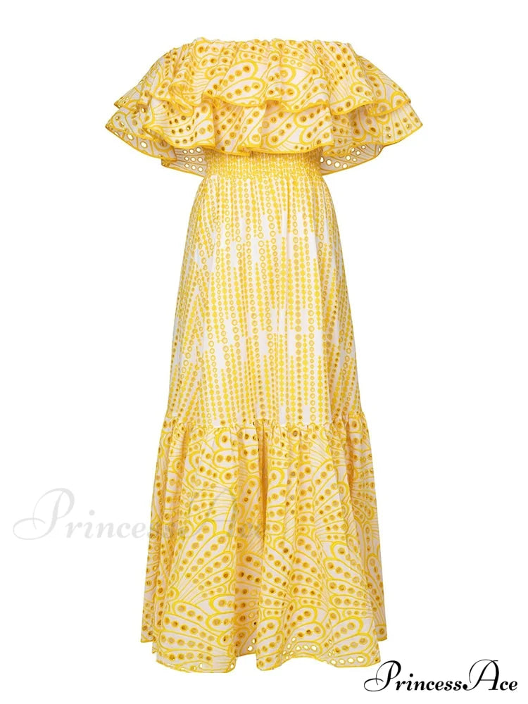 Adeen Elegant Maxi Dress Yellow / S