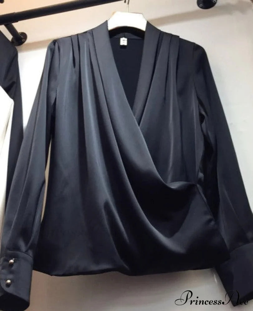 Adelina Silk Blouse S / Black Tops & Blouses