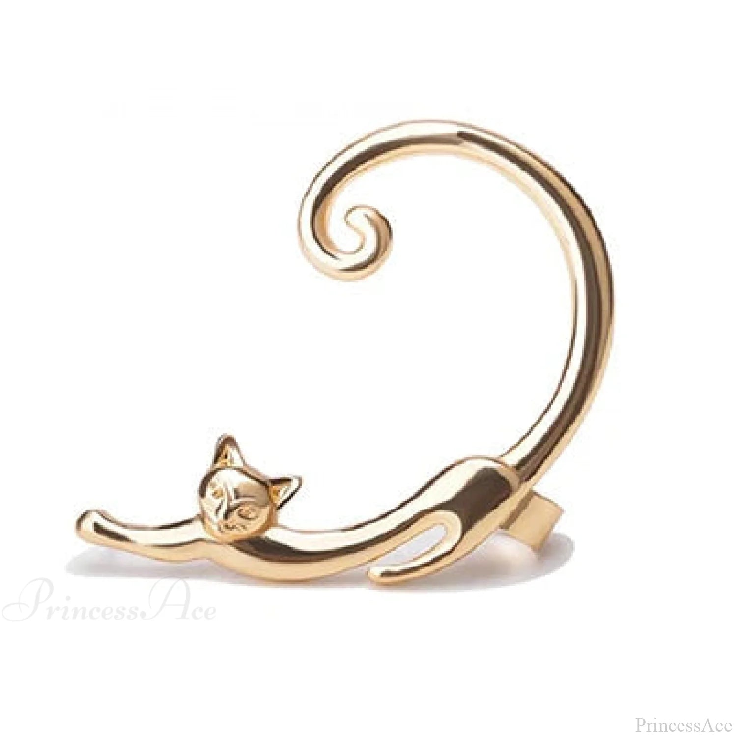 Adorable Feline Clip On Ear Cuff Wrap Earring gold