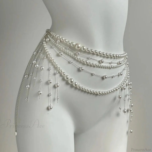 Adornments Dark Multilayer Fringes Bead Waistband