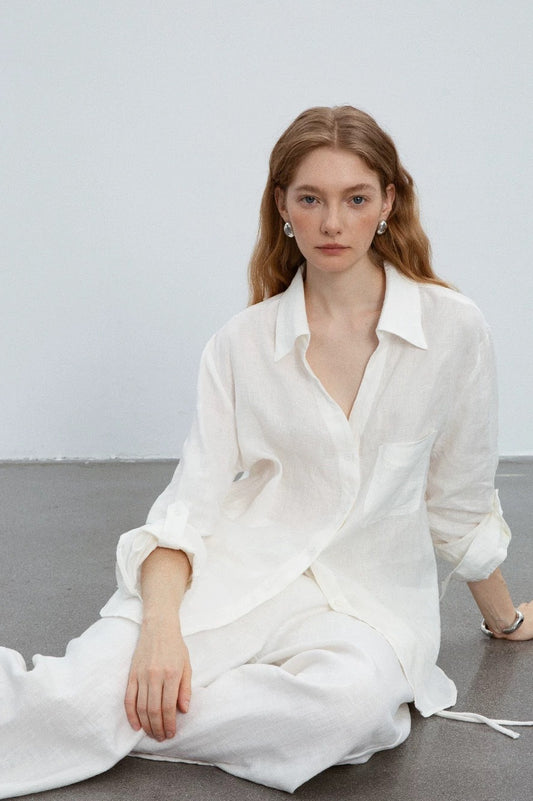 Minimalist Casual Vibe Linen Loose-fit Blouse