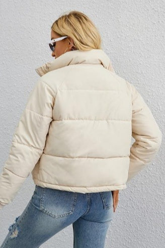 Modern Cropped Puffy Puffer Jacket M / White