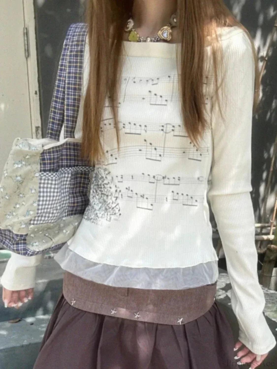 Aesthetic Slim Fit All Match Grunge Lace Patch Knit Top knittop-250126