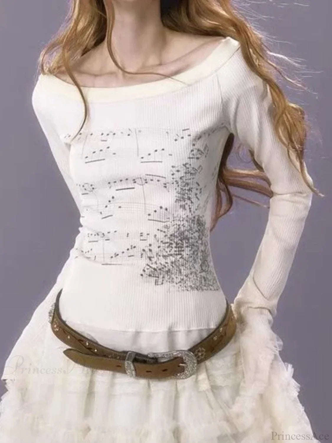 Aesthetic Slim Fit All Match Grunge Lace Patch Knit Top knittop-250126