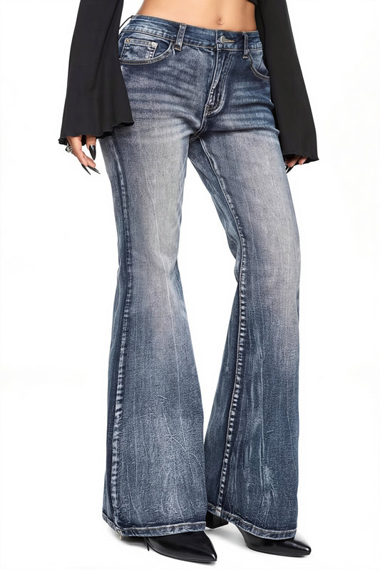 Vintage Butterfly Embroidered Flare Jeans