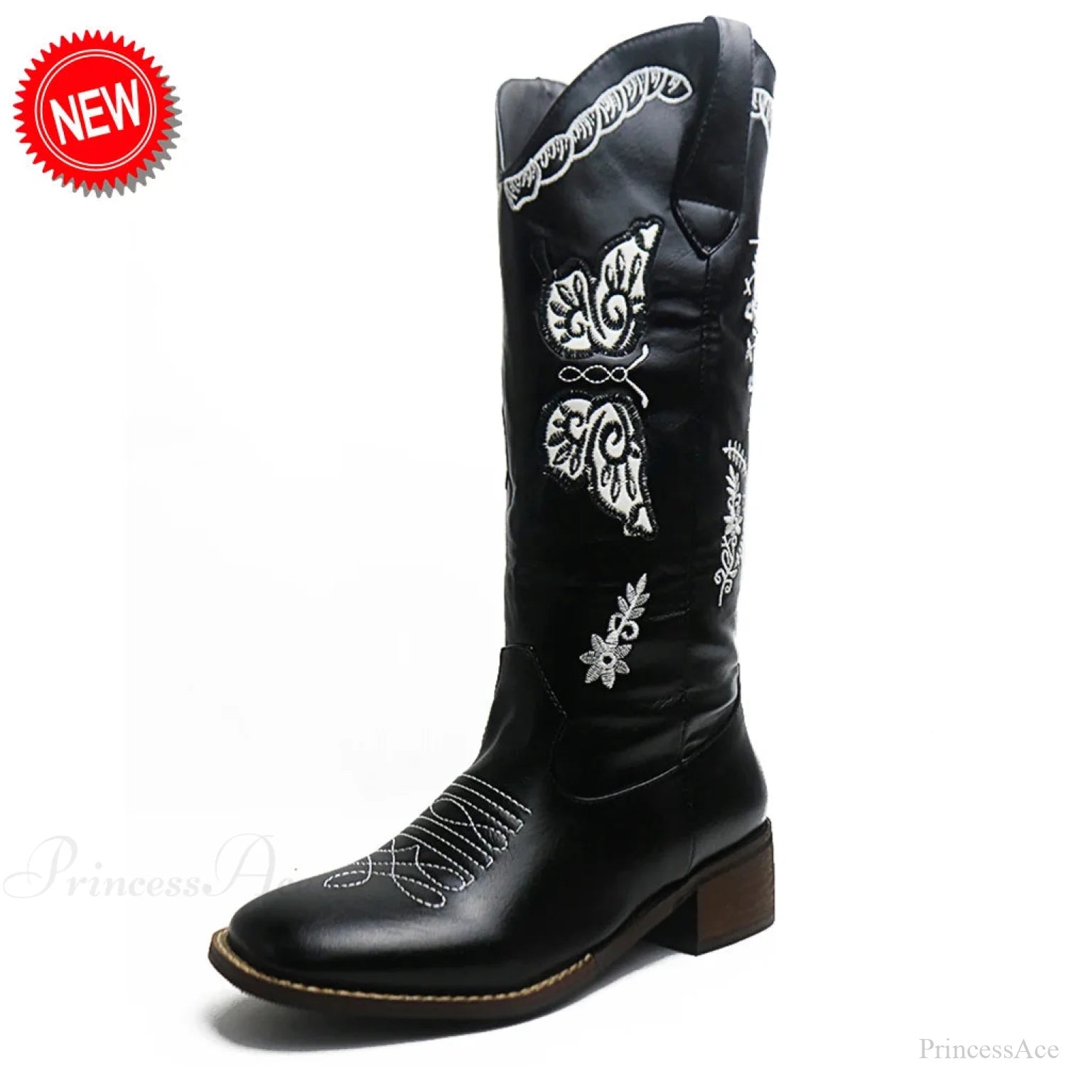 Affection Heart Mid-Calf Chunky Heel Rebel Western Boot black B / 6