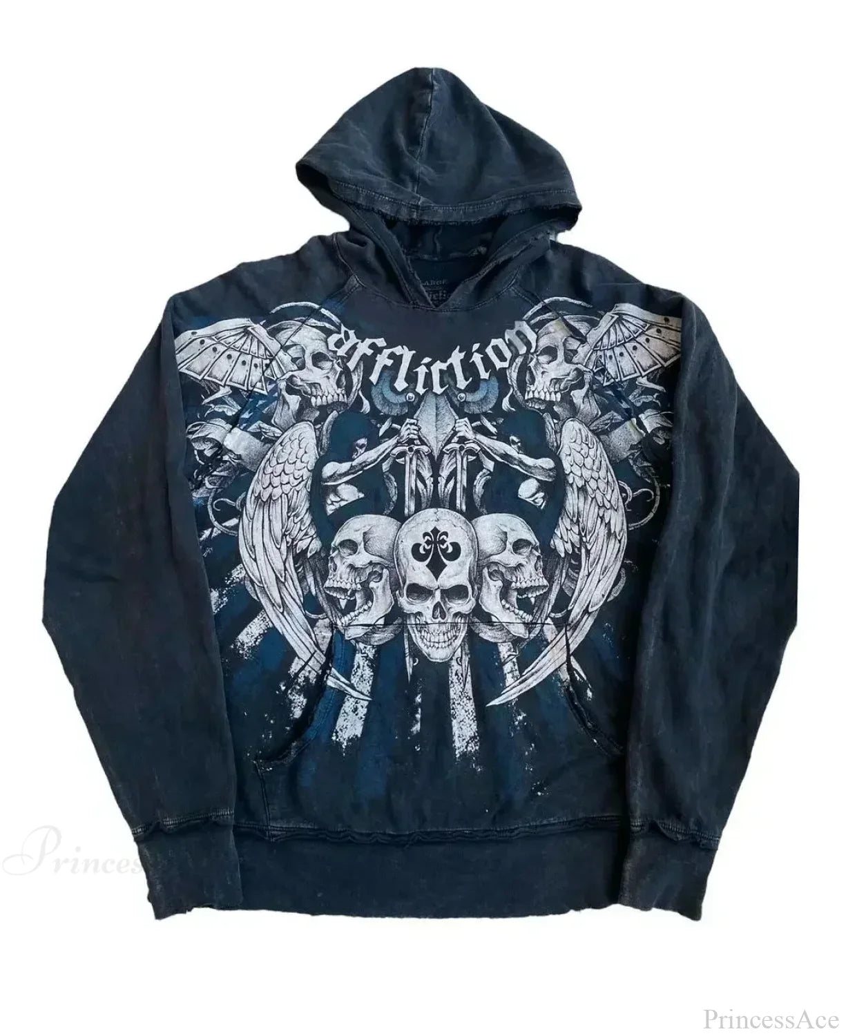 Affliction Gothic Skull Zipper Hoodie black 5 / S