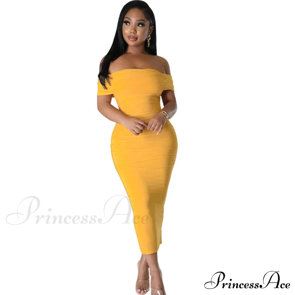 Alani Formal Off Charming The Shoulder Dress Yellow / S S.o. Short Dresses