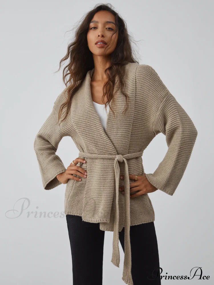 All I Graceful Wanted Tie Cardigan Sweaters-L