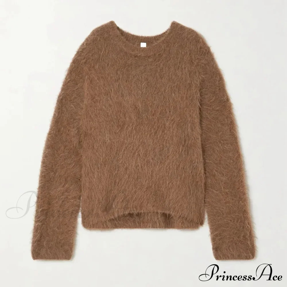 Alpaca-Blend Cozy Loose Warm Comfortable Unique Trendy Casual Sweater Sweaters-L