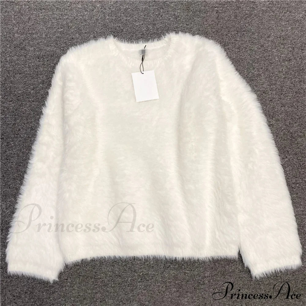 Alpaca-Blend Cozy Loose Warm Comfortable Unique Trendy Casual Sweater White / S Sweaters-L