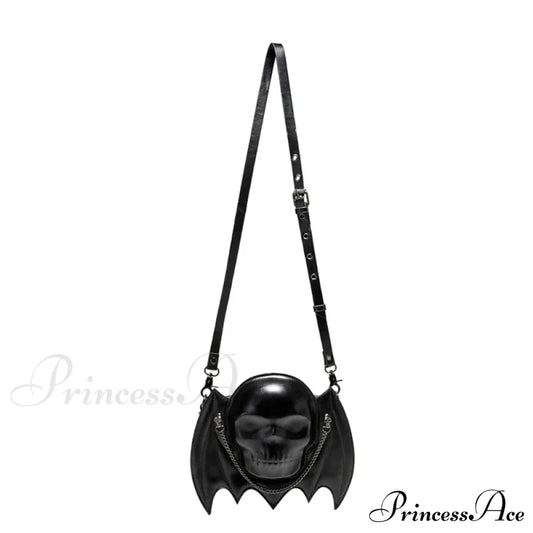 Alternative Fashion Skull Shaped Gothic Bat Wing Metal Chain Shoulder Bag Halloween