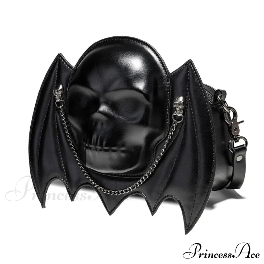 Alternative Fashion Skull Shaped Gothic Bat Wing Metal Chain Shoulder Bag Halloween