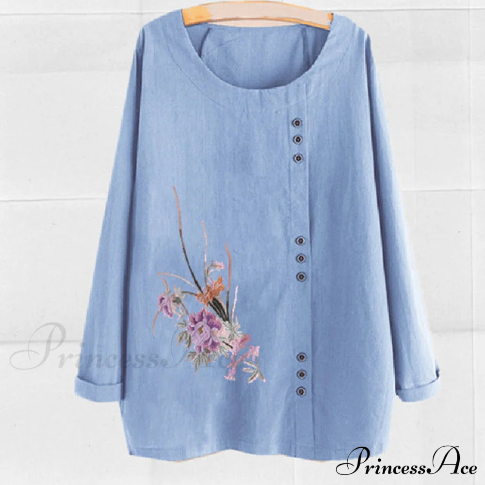 And Casual Cotton Flowered Linen Design Blouse Blouses