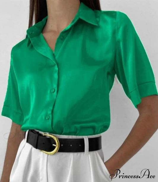 Andrea Blouse Green / S Tops & Blouses