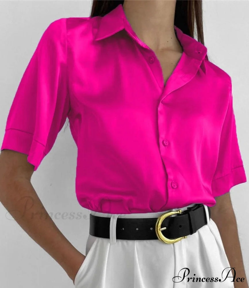 Andrea Blouse Rose Red / S Tops & Blouses