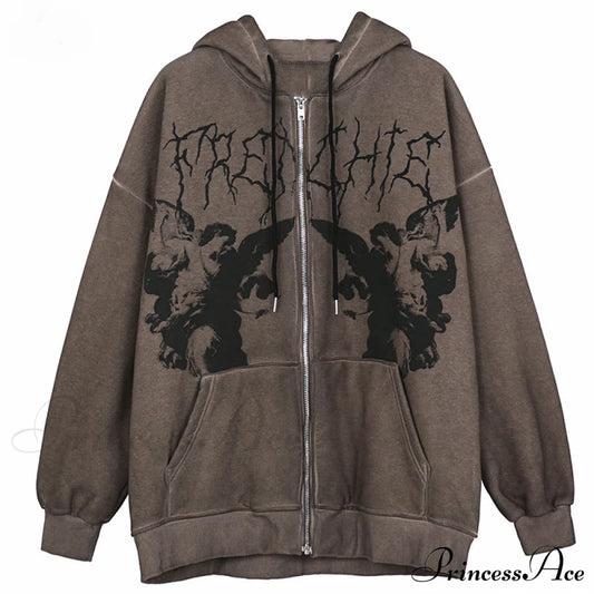 Angel Dark Print Streetwear Hoody Jacket