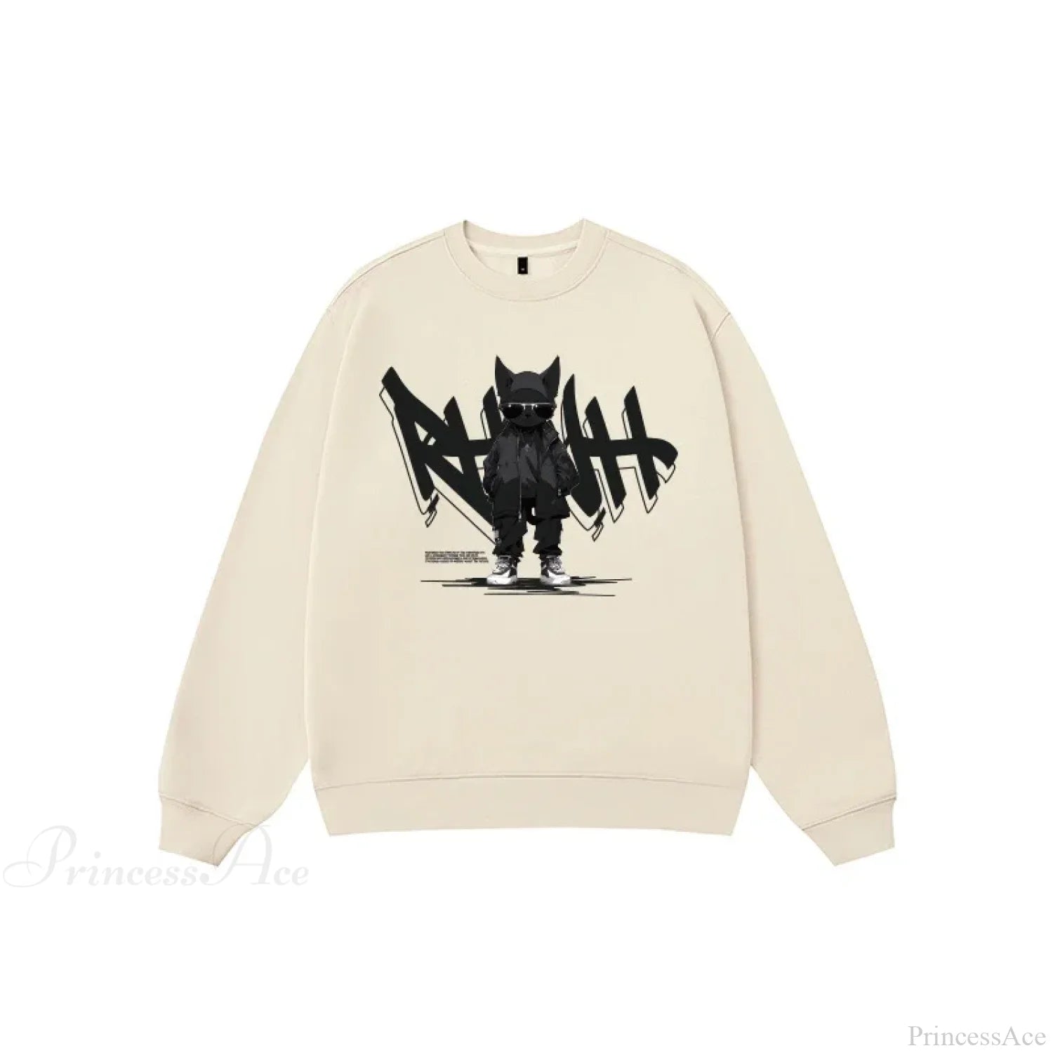 Anime Print Fleece Vintage Sweatshirt