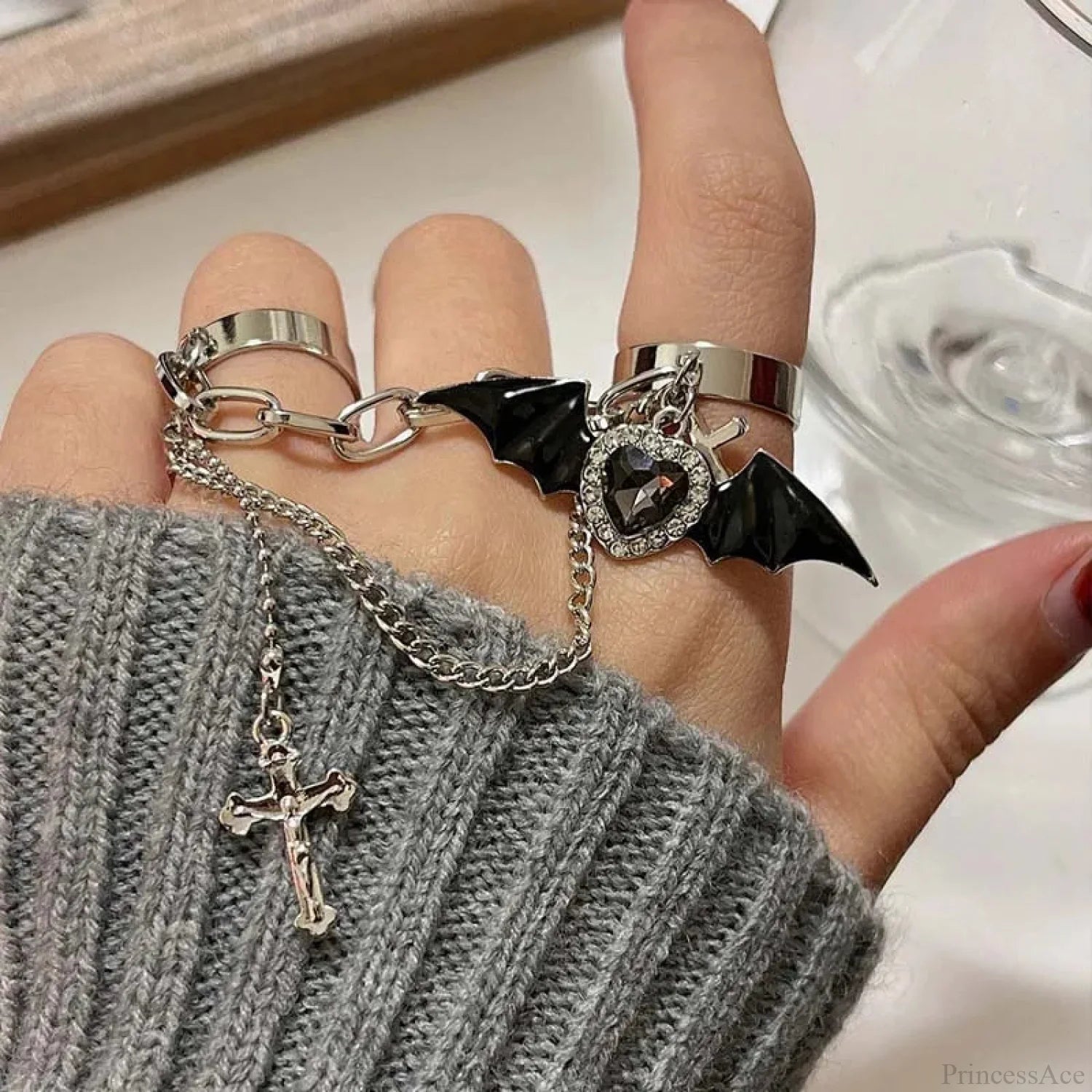 Antique Cross Star Gothic Band sliver01