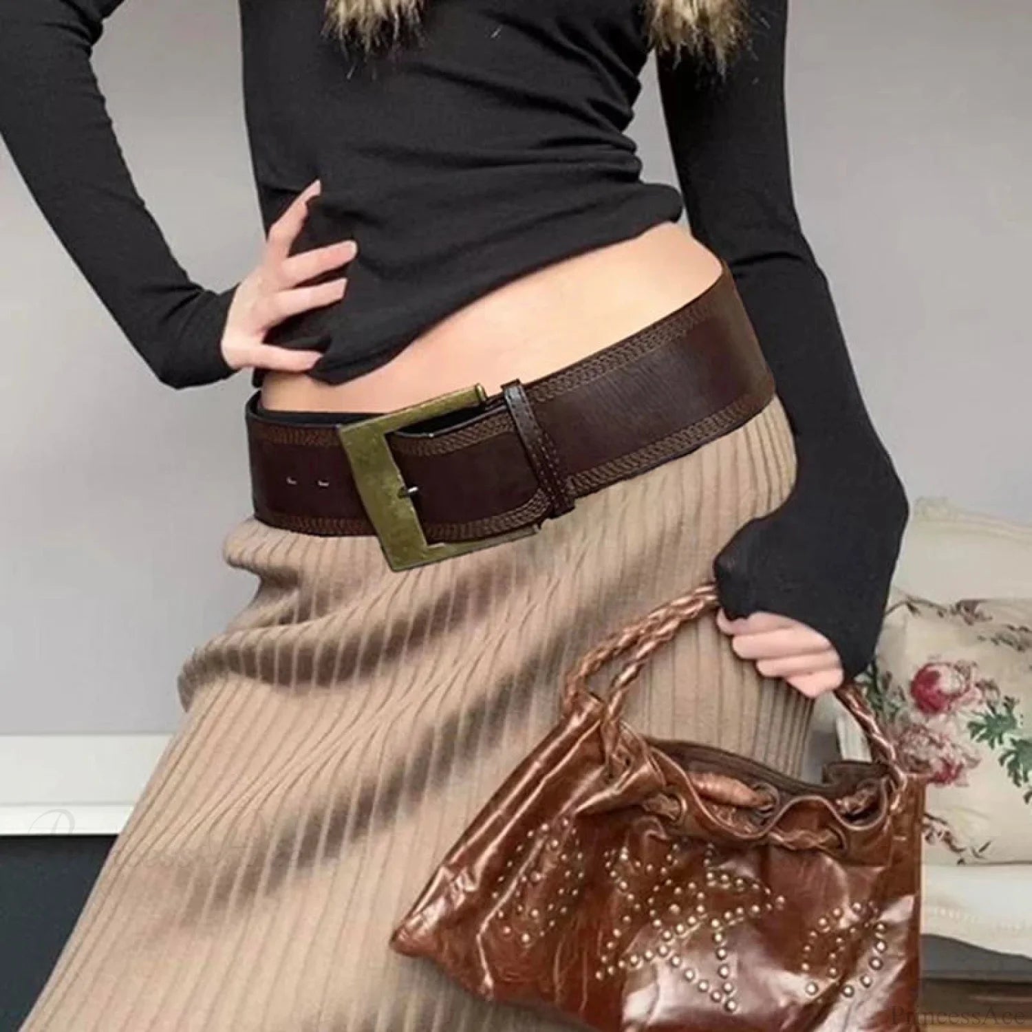 Antique Gothic Brown Clasp Strap brown / 90cm