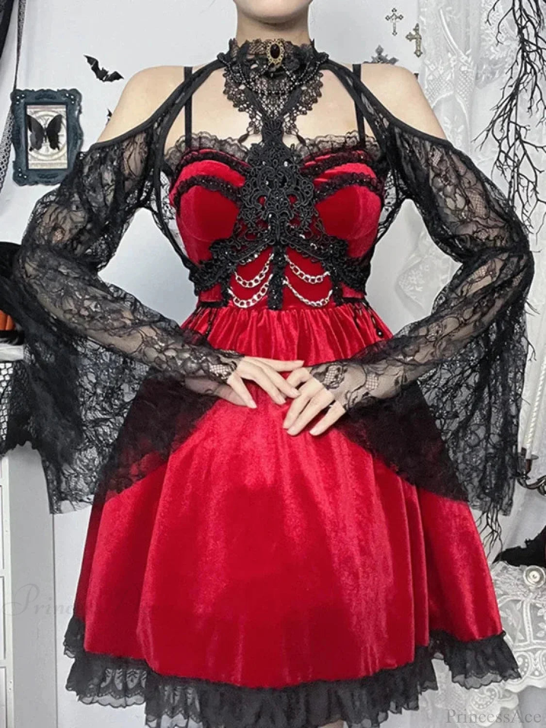 Antique Gothic Lace Smock Blouse Black / XS