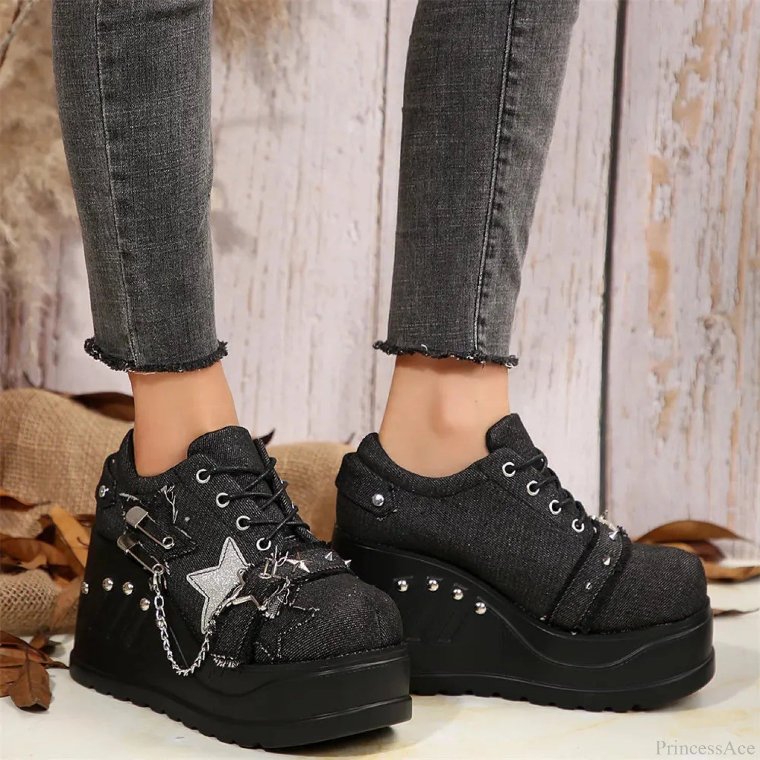 Antique Gothic Lace-Up Elevated Sneaker back style3 / CN35 (foot22cm)