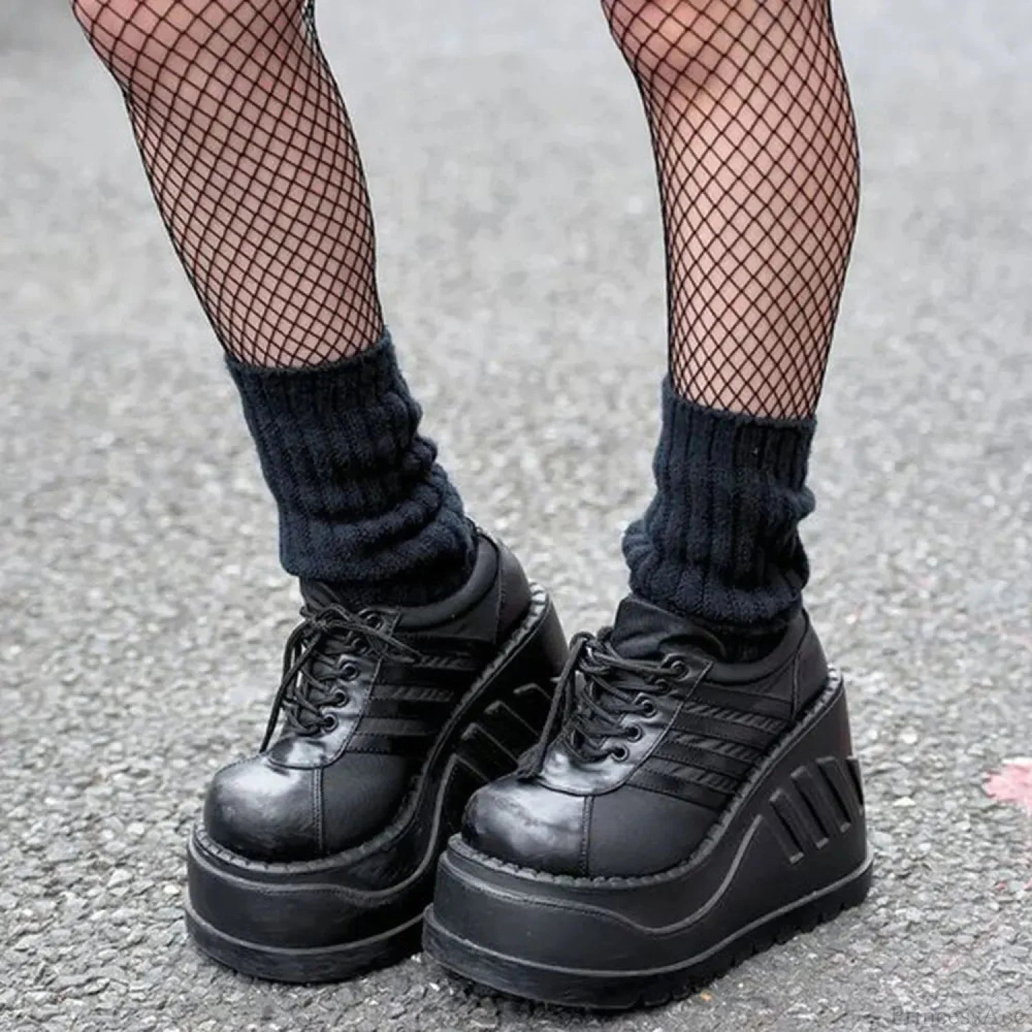 Antique Gothic Lace-Up Elevated Sneaker black style1 / CN35 (foot22cm)