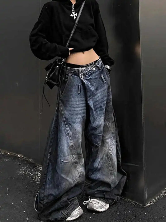 Antique Gothic Tall Waist Baggy Pant Blue / S