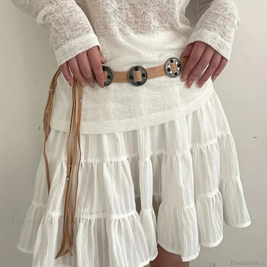 Antique Mysterious Coin Plaited Sash Belt Khaki / 160cm